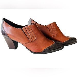 Artiva CLAUDIA Brown Leather Ankle Booties with Block Heel made in Brazil size 8